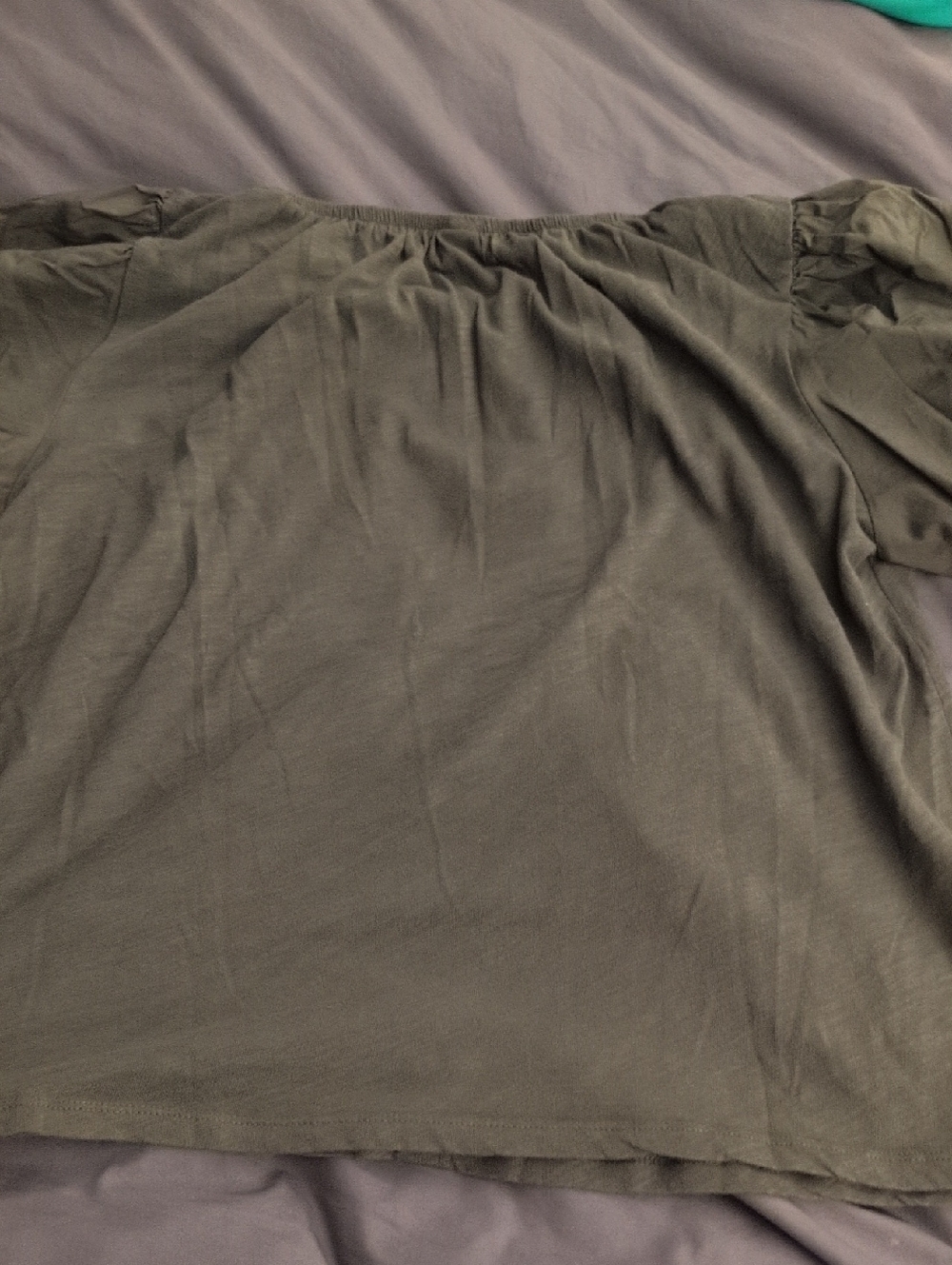 Olive Green Puff Sleeve Top Size M - Picture 11 of 14